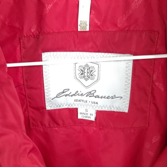 Eddie Bauer Parka Womens Small Down Puffer Hooded Faux Fur Jacket Red EB 650 - Picture 8 of 9
